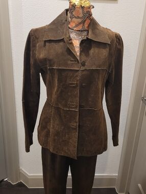 VTG Alex Casey 100% Suede Leather Patchwork Jacket Brown M Western Boho 90s